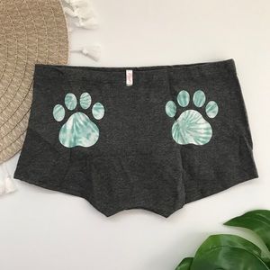 Victoria’s Secret PINK Cotton Boyshort Gray Paw Print Small NEW